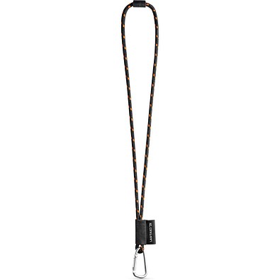 SET Lanyard NAUTIC Long (Ø 7 mm) mit 55 mm D-förmigem Karabiner und Ø 7 mm Sicherheitsverschluss, Schwarz/Orange