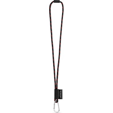 SET Lanyard NAUTIC Long (Ø 7 mm) mit 55 mm D-förmigem Karabiner und Ø 7 mm Sicherheitsverschluss, Schwarz/Rot