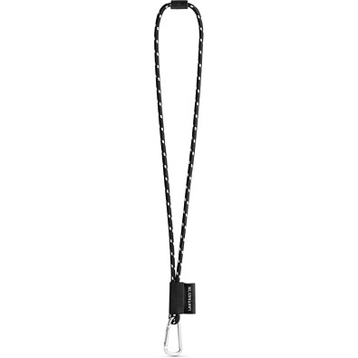 SET Lanyard NAUTIC Long (Ø 7 mm) mit 55 mm D-förmigem Karabiner und Ø 7 mm Sicherheitsverschluss, Schwarz/Weiß