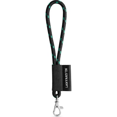 SET Lanyard NAUTIC Short (Ø 7 mm) Set mit 9 mm Schnappkarabiner, Schwarz/Grün
