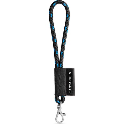 SET Lanyard NAUTIC Short (Ø 7 mm) Set mit 9 mm Schnappkarabiner, Schwarz/Königsblau