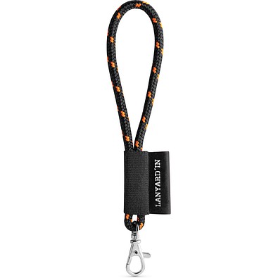 SET Lanyard NAUTIC Short (Ø 7 mm) Set mit 9 mm Schnappkarabiner, Schwarz/Orange