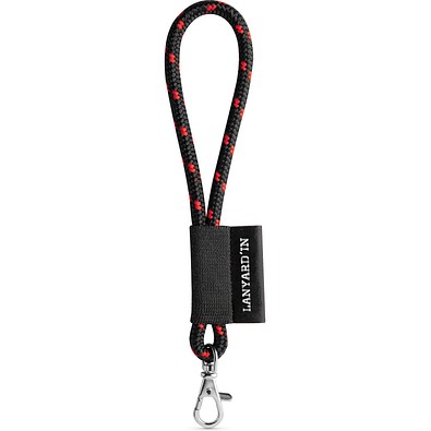 SET Lanyard NAUTIC Short (Ø 7 mm) Set mit 9 mm Schnappkarabiner, Schwarz/Rot