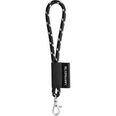 SET Lanyard NAUTIC Short (Ø 7 mm) Set mit 9 mm Schnappkarabiner, Schwarz/Weiß