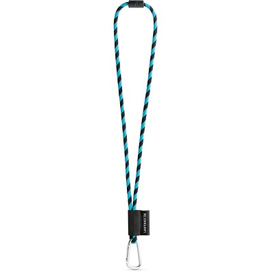 SET Lanyard TUBE Long (Ø 7 mm) mit 55 mm D-förmigem Karabiner und Ø 7 mm Sicherheitsverschluss, 353 - Schwarz/Hellblau