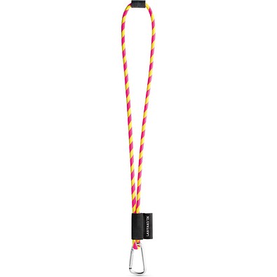 SET Lanyard TUBE Long (Ø 7 mm) mit 55 mm D-förmigem Karabiner und Ø 7 mm Sicherheitsverschluss, Gelb Hexachrome/Rosa Hexachrome