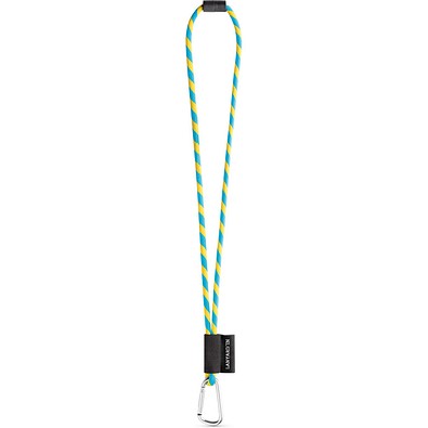 SET Lanyard TUBE Long (Ø 7 mm) mit 55 mm D-förmigem Karabiner und Ø 7 mm Sicherheitsverschluss, Gelb/Hellblau