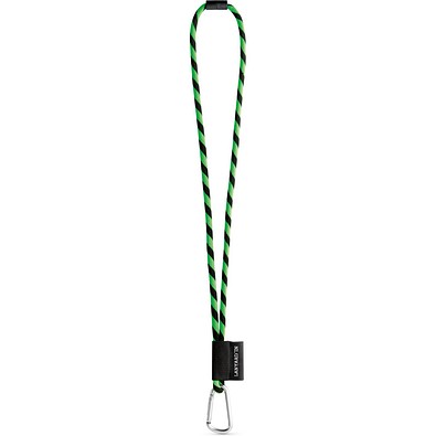 SET Lanyard TUBE Long (Ø 7 mm) mit 55 mm D-förmigem Karabiner und Ø 7 mm Sicherheitsverschluss, Grün Hexachrome/Schwarz