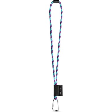 SET Lanyard TUBE Long (Ø 7 mm) mit 55 mm D-förmigem Karabiner und Ø 7 mm Sicherheitsverschluss, Lila/Hellblau