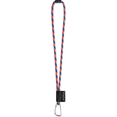 SET Lanyard TUBE Long (Ø 7 mm) mit 55 mm D-förmigem Karabiner und Ø 7 mm Sicherheitsverschluss, Orange Hexachrome/Königsblau