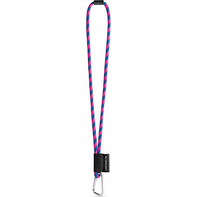 SET Lanyard TUBE Long (Ø 7 mm) mit 55 mm D-förmigem Karabiner und Ø 7 mm Sicherheitsverschluss, Rosa Hexachrome/Königsblau