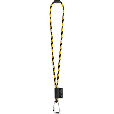 SET Lanyard TUBE Long (Ø 7 mm) mit 55 mm D-förmigem Karabiner und Ø 7 mm Sicherheitsverschluss, Schwarz/Gelb