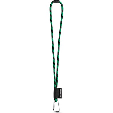 SET Lanyard TUBE Long (Ø 7 mm) mit 55 mm D-förmigem Karabiner und Ø 7 mm Sicherheitsverschluss, Schwarz/Grün