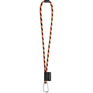 SET Lanyard TUBE Long (Ø 7 mm) mit 55 mm D-förmigem Karabiner und Ø 7 mm Sicherheitsverschluss, Schwarz/Orange