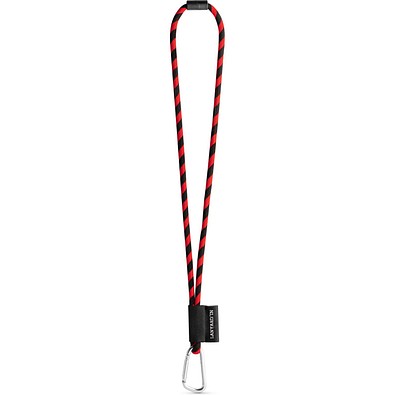 SET Lanyard TUBE Long (Ø 7 mm) mit 55 mm D-förmigem Karabiner und Ø 7 mm Sicherheitsverschluss, Schwarz/Rot