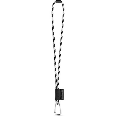 SET Lanyard TUBE Long (Ø 7 mm) mit 55 mm D-förmigem Karabiner und Ø 7 mm Sicherheitsverschluss, Schwarz/Weiß