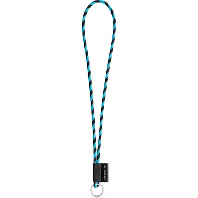 SET Lanyard TUBE Long (Ø 7 mm) mit Ring Ø 32 mm, 353 - Schwarz/Hellblau