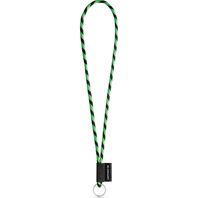 SET Lanyard TUBE Long (Ø 7 mm) mit Ring Ø 32 mm, Grün Hexachrome/Schwarz