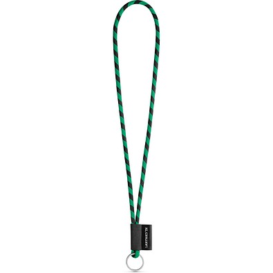 SET Lanyard TUBE Long (Ø 7 mm) mit Ring Ø 32 mm, Schwarz/Grün