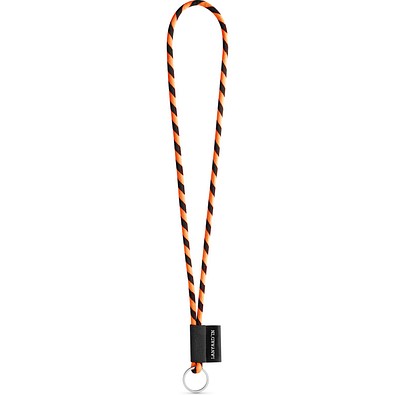 SET Lanyard TUBE Long (Ø 7 mm) mit Ring Ø 32 mm, Schwarz/Orange