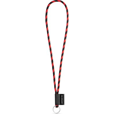 SET Lanyard TUBE Long (Ø 7 mm) mit Ring Ø 32 mm, Schwarz/Rot