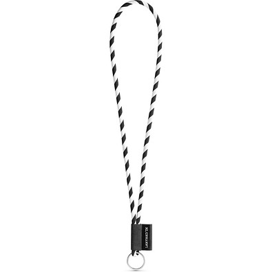 SET Lanyard TUBE Long (Ø 7 mm) mit Ring Ø 32 mm, Schwarz/Weiß