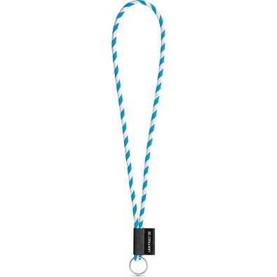 SET Lanyard TUBE Long (Ø 7 mm) mit Ring Ø 32 mm, Weiß/hellblau