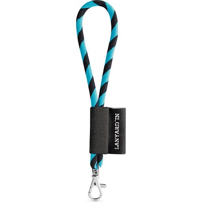 SET Lanyard TUBE Short (Ø 7 mm) mit 9 mm Schnapperkarabiner, 353 - Schwarz/Hellblau