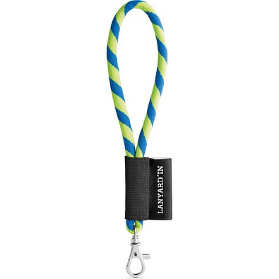 SET Lanyard TUBE Short (Ø 7 mm) mit 9 mm Schnapperkarabiner, Gelb Hexachrome/Königsblau