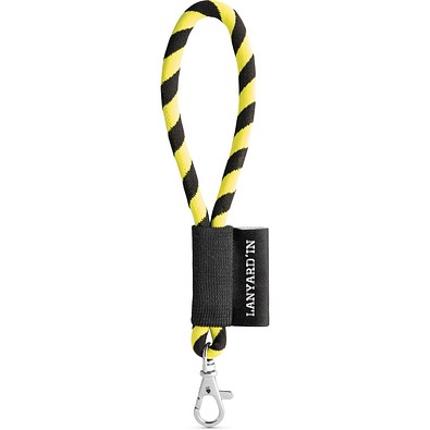 SET Lanyard TUBE Short (Ø 7 mm) mit 9 mm Schnapperkarabiner, Gelb Hexachrome/Schwarz