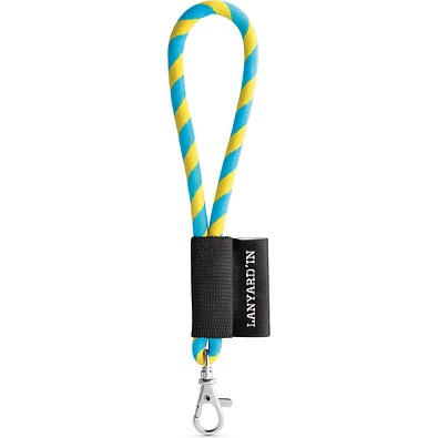 SET Lanyard TUBE Short (Ø 7 mm) mit 9 mm Schnapperkarabiner, Gelb/Hellblau