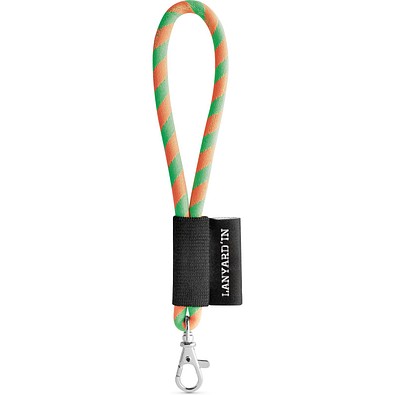 SET Lanyard TUBE Short (Ø 7 mm) mit 9 mm Schnapperkarabiner, Grün Hexachrome/Orange