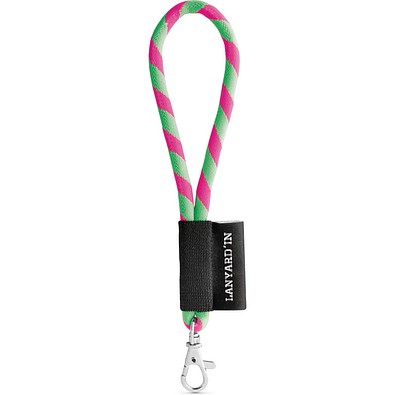 SET Lanyard TUBE Short (Ø 7 mm) mit 9 mm Schnapperkarabiner, Grün Hexachrome/Rosa Hexachrome