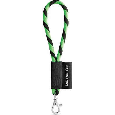 SET Lanyard TUBE Short (Ø 7 mm) mit 9 mm Schnapperkarabiner, Grün Hexachrome/Schwarz