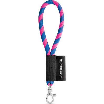 SET Lanyard TUBE Short (Ø 7 mm) mit 9 mm Schnapperkarabiner, Rosa Hexachrome/Königsblau