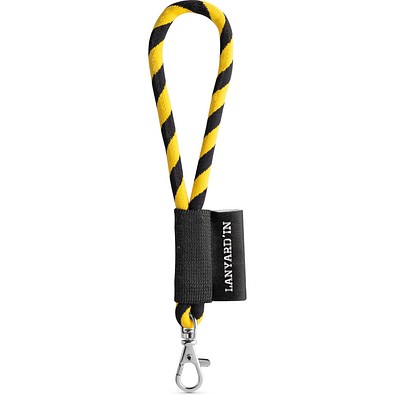 SET Lanyard TUBE Short (Ø 7 mm) mit 9 mm Schnapperkarabiner, Schwarz/Gelb