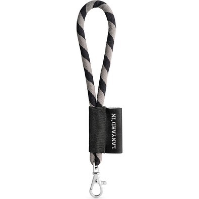 SET Lanyard TUBE Short (Ø 7 mm) mit 9 mm Schnapperkarabiner, Schwarz/Grau