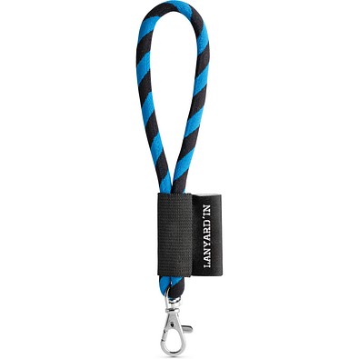 SET Lanyard TUBE Short (Ø 7 mm) mit 9 mm Schnapperkarabiner, Schwarz/Königsblau