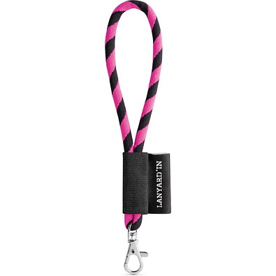 SET Lanyard TUBE Short (Ø 7 mm) mit 9 mm Schnapperkarabiner, Schwarz/Rosa