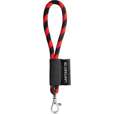 SET Lanyard TUBE Short (Ø 7 mm) mit 9 mm Schnapperkarabiner, Schwarz/Rot