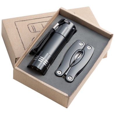 Set Taschenlampe & Multitool Oakland,schwarz