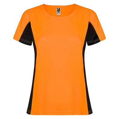 Shanghai Sport T-Shirt für Damen, Fluor Orange / schwarz, L