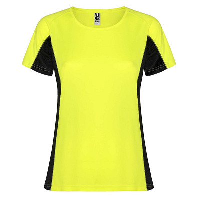 Shanghai Sport T-Shirt für Damen, Fluor Yellow / schwarz, XL
