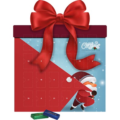 Shape Adventskalender Geschenk, Lindt Schokotäfelchen, Little Santa