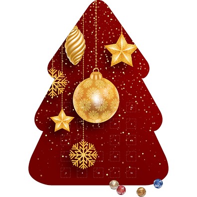 Shape Adventskalender Tannenbaum, Lindt LINDOR Minikugeln, Christbaumkugeln Gold