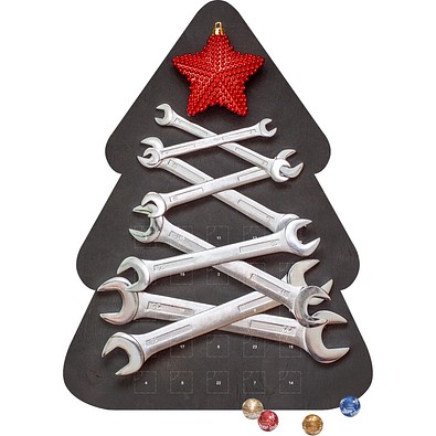 Shape Adventskalender Tannenbaum, Lindt LINDOR Minikugeln, Schraubenschlüssel-Tanne