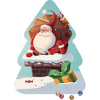 Shape Adventskalender Tannenbaum, Lindt LINDOR Minikugeln, Weihnachtsmann im Kamin