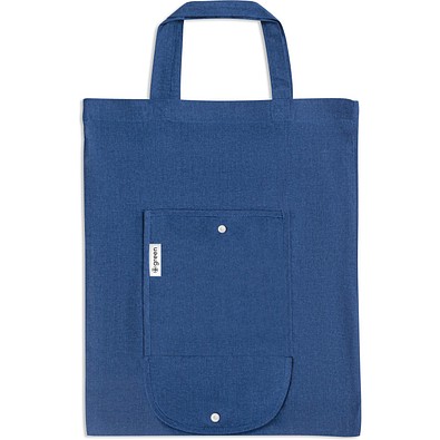 SIENA. Faltbare Tasche aus Baumwolle (50%), receycelte Baumwolle (30%) und Polyester (20% rPET) (140 g/m²), Blau