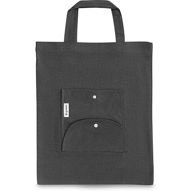SIENA. Faltbare Tasche aus Baumwolle (50%), receycelte Baumwolle (30%) und Polyester (20% rPET) (140 g/m²), Schwarz