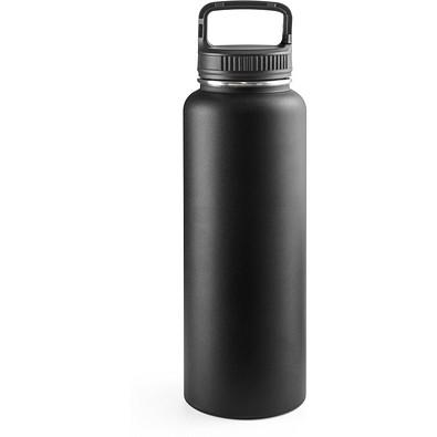 SINNER. Flasche aus 90% recyceltem Edelstahl mit einem großen Fassungsvermögen von bis zu 1200 ml, Schwarz